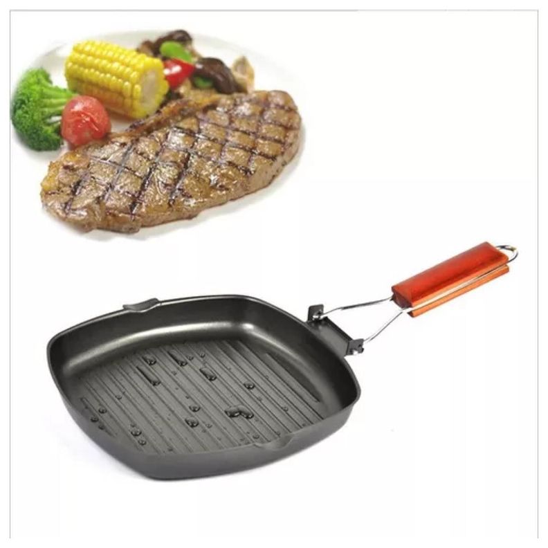Sarten Plancha Grill Antiadherente Cuadrado 24cm Con Mango-3