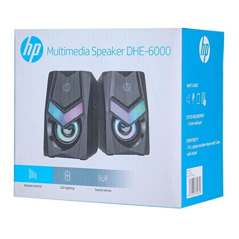 Parlantes Gamer USB Jack 3.5 RGB 2x3W RMS Negro DHE-6000 HP-2