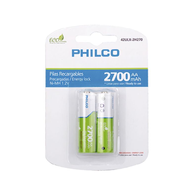 Pack 2 Pilas Recargables AA 2700mAh Philco-0