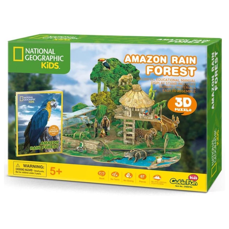 Juguete Puzzle Armable 3D Selva Amazon Bosque 63 Piezas-0