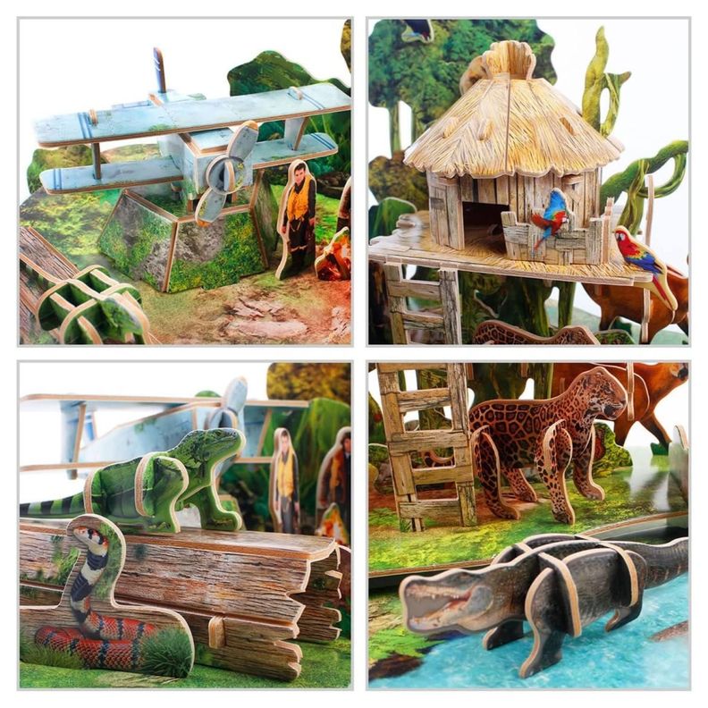 Juguete Puzzle Armable 3D Selva Amazon Bosque 63 Piezas-3