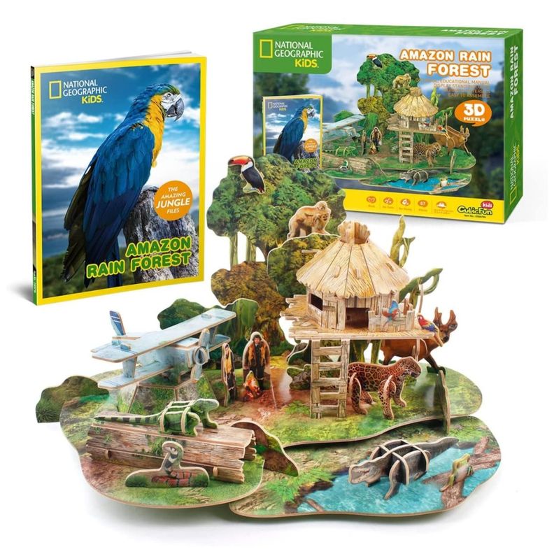 Juguete Puzzle Armable 3D Selva Amazon Bosque 63 Piezas-1