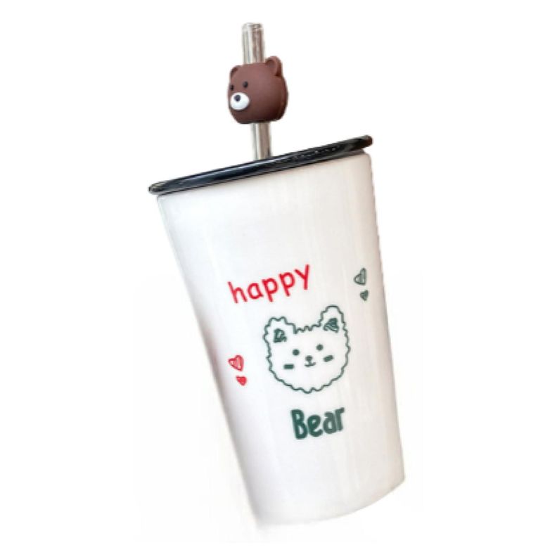 Tazon Taza 400ml Bombilla Ceramica Ositos-0