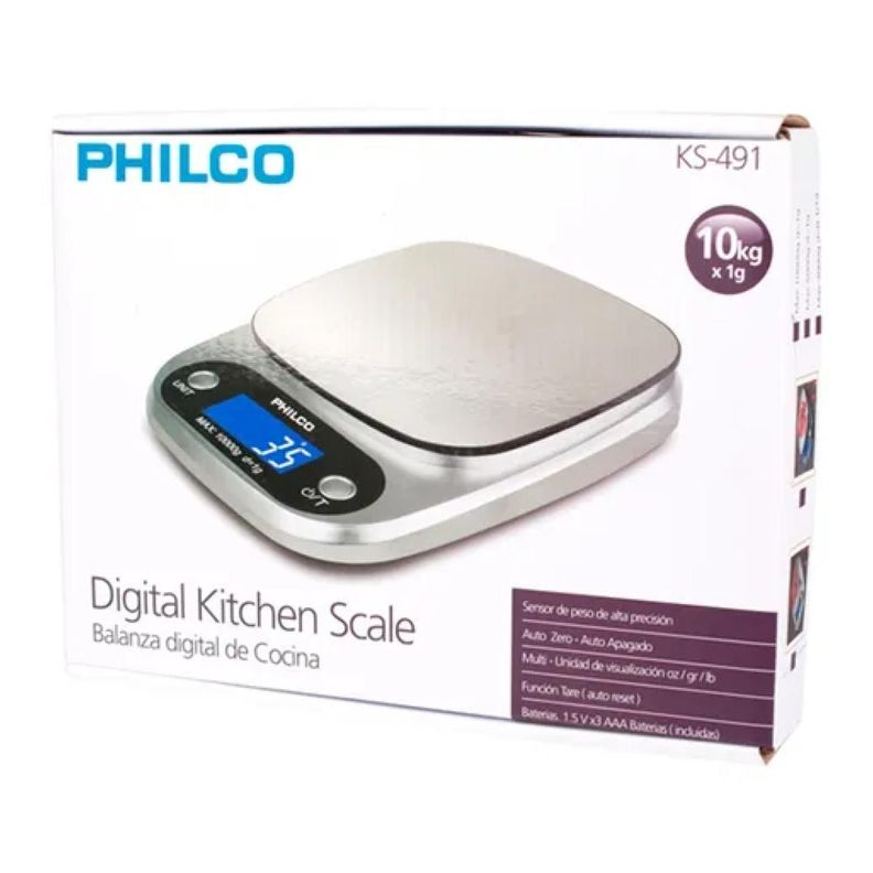 Balanza Pesa De Cocina 10Kg Digital Metálico KS491 Philco-3