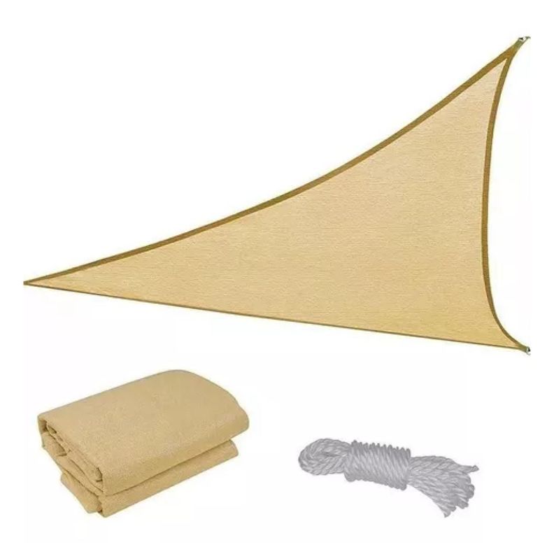 Toldo Vela Malla Sombreadora Triangular Beige 5x5x5Mts Malla Raschel-1