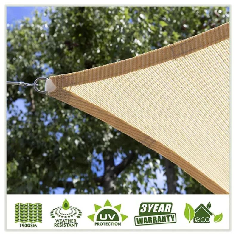 Toldo Vela Malla Sombreadora Triangular Beige 5x5x5Mts Malla Raschel-7