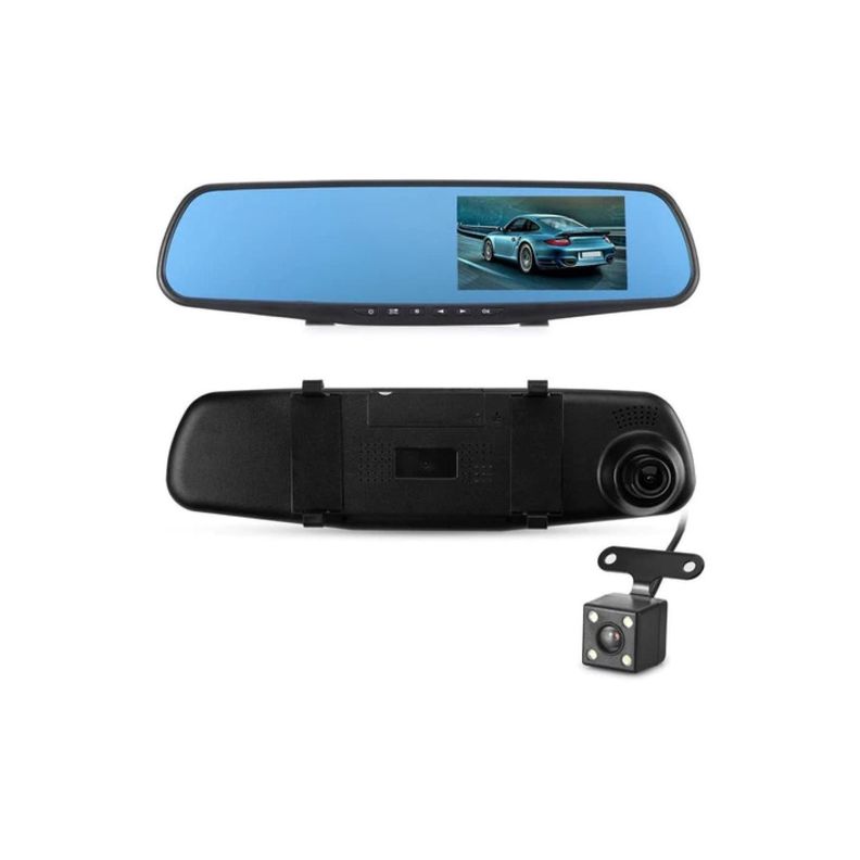 Espejo Retrovisor Con Camara Frontal Y Trasera HD Cableado-3