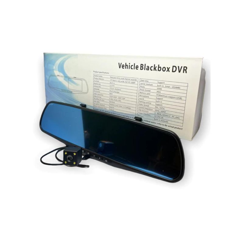 Espejo Retrovisor Con Camara Frontal Y Trasera HD Cableado-4