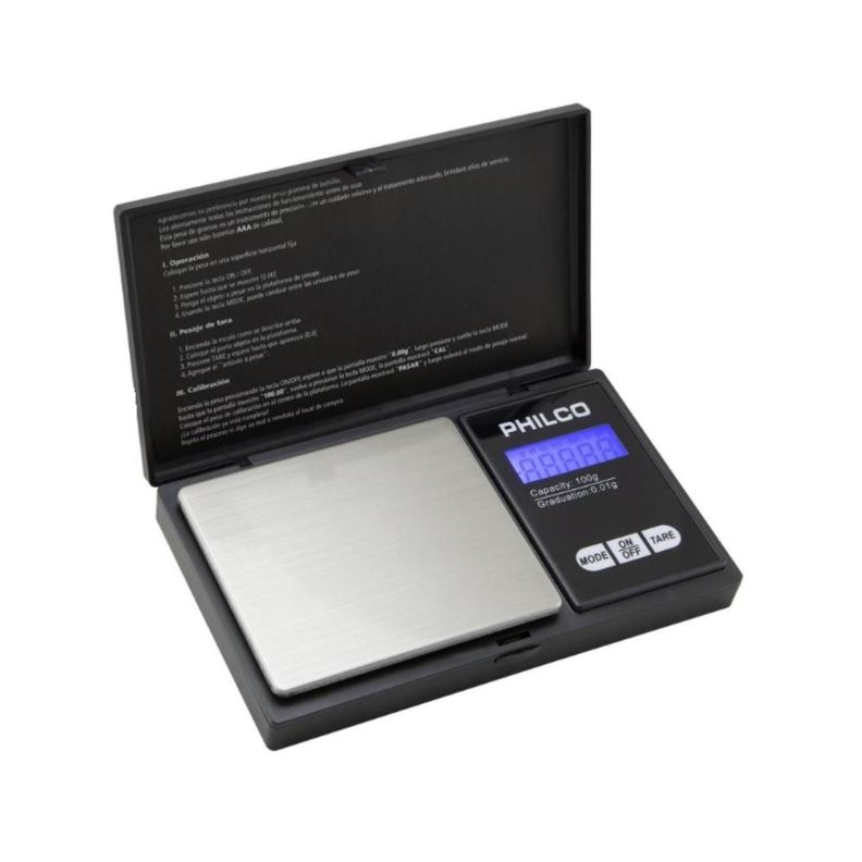 Pesa Gramera Digital Portatil 0.01 A 100 Gramos Negro C00107 Philco-2