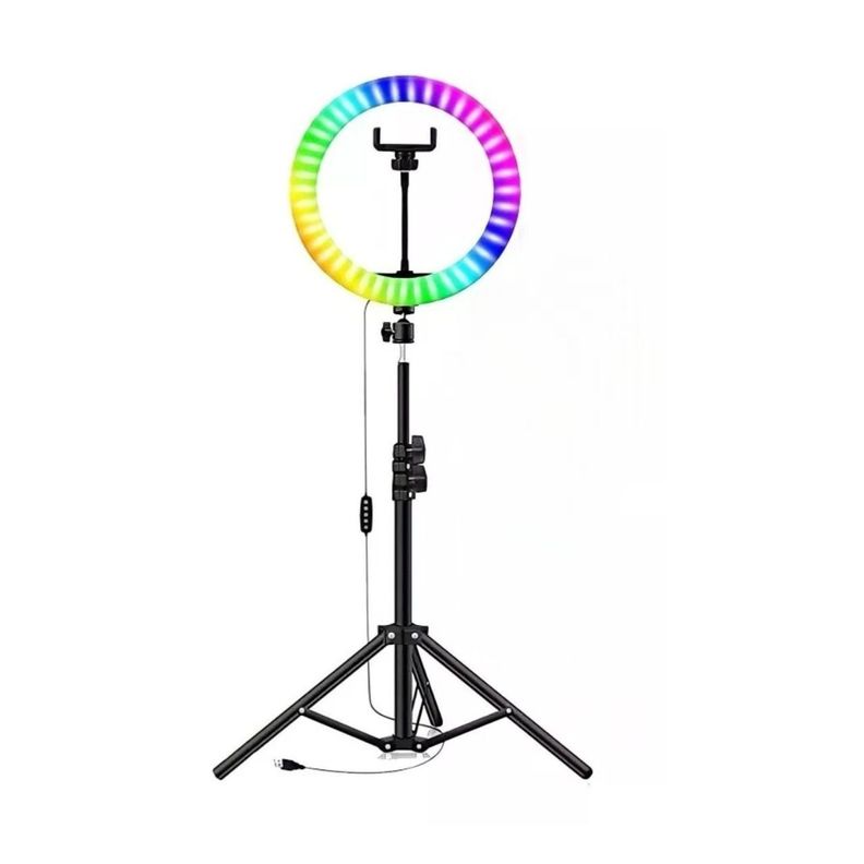 Aro De LUZ LED RGB 26cm USB Tripode 2m Negro-0