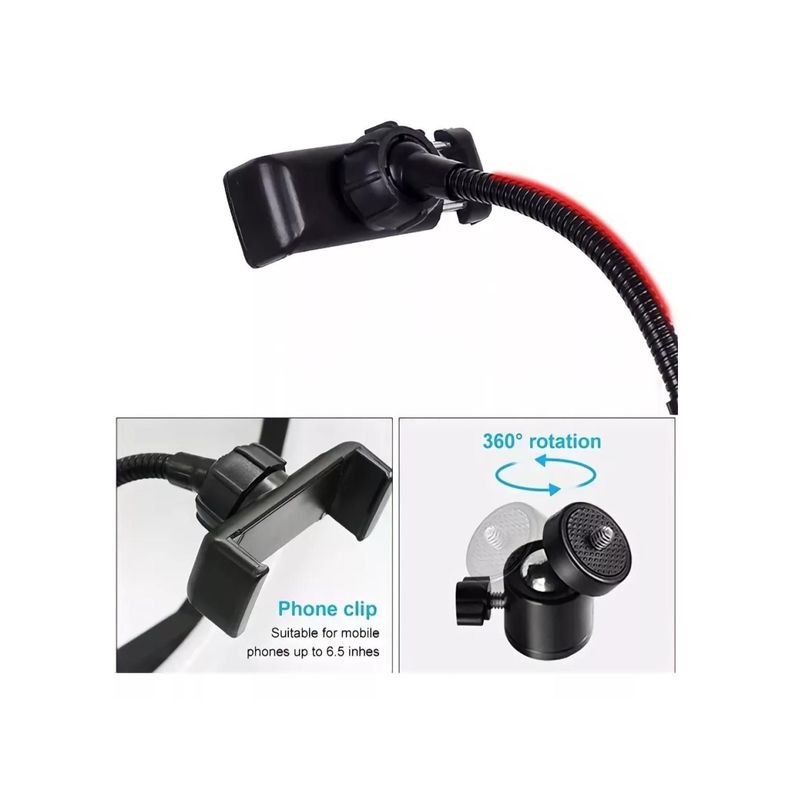 Aro De LUZ LED RGB 26cm USB Tripode 2m Negro-6