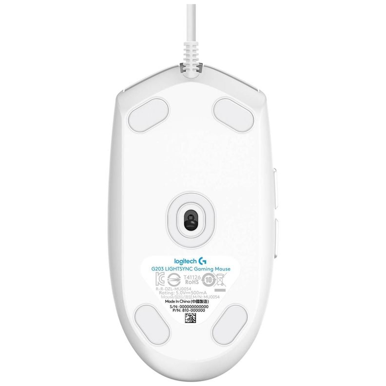 Mouse Gamer Alambrico 6 Botones 8000 DPI G203 RGB Blanco Logitech-3