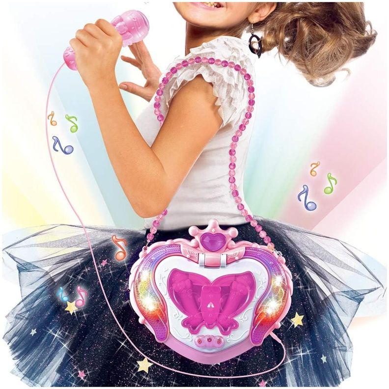 Juguete Karaoke Doble Atril Luces Y Sonido Rosado Infantil-4