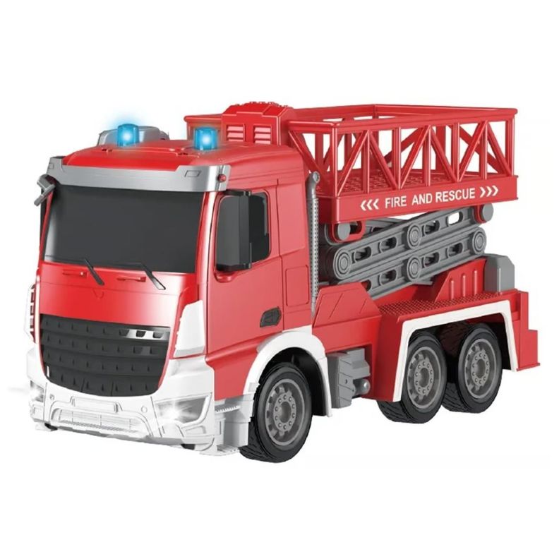 Juguete Camion De Bomberos A Control Remoto Escalera Rojo Infantil-0