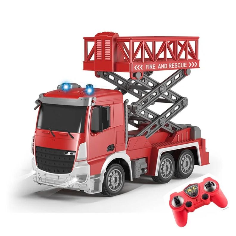 Juguete Camion De Bomberos A Control Remoto Escalera Rojo Infantil-1
