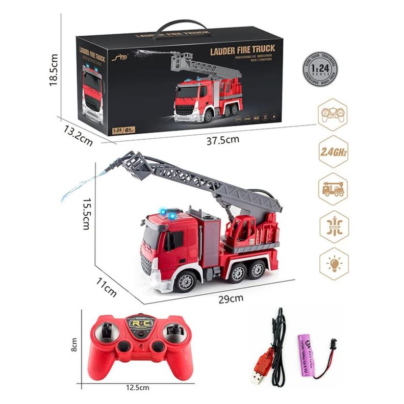 Juguete Camion De Bomberos A Control Remoto Escalera Rojo Infantil-2