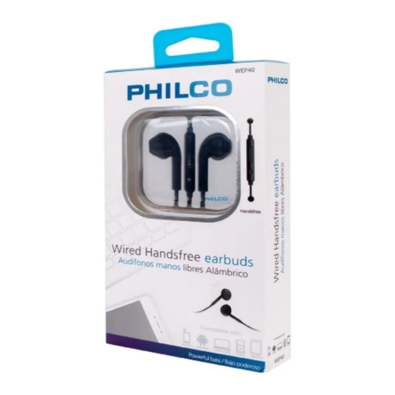 Audifono Alambrico Manos Libres D40 Negro Philco-1