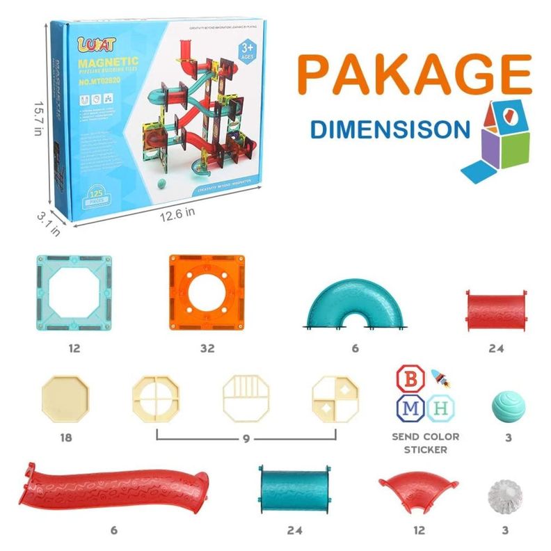 Juguete Construccion Bloques Magneticos 125 Piezas Colores-4