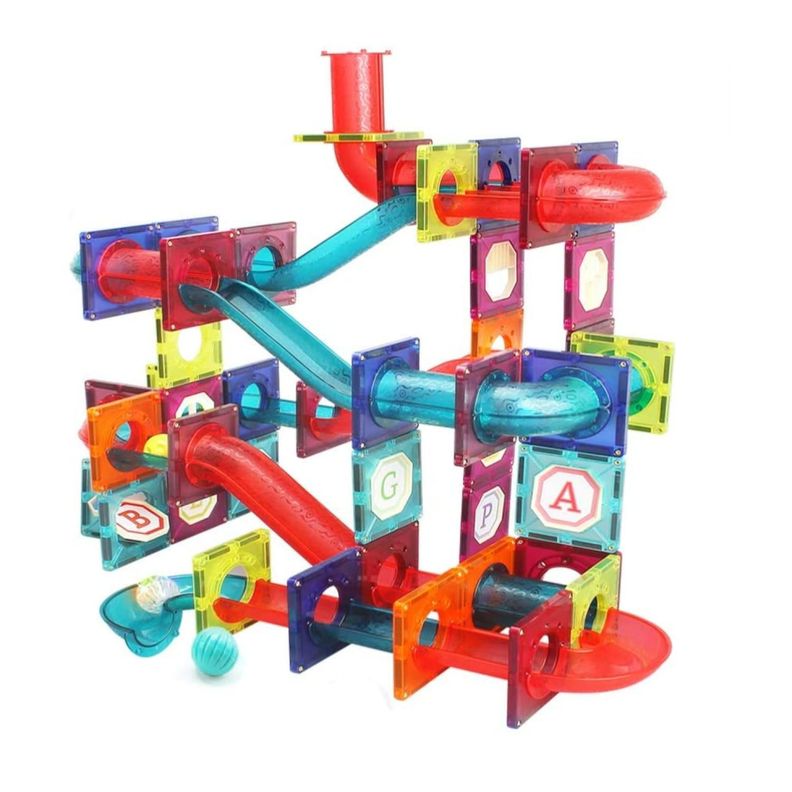 Juguete Construccion Bloques Magneticos 125 Piezas Colores-0