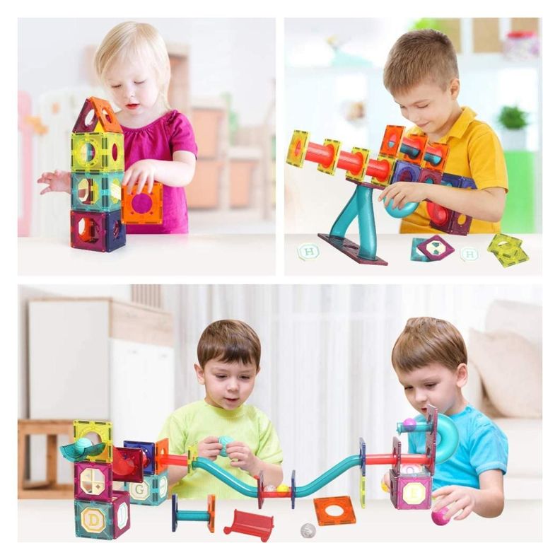 Juguete Construccion Bloques Magneticos 125 Piezas Colores-3
