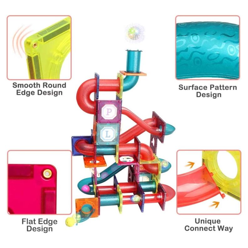 Juguete Construccion Bloques Magneticos 125 Piezas Colores-2