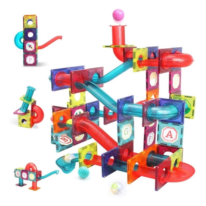 Juguete Construccion Bloques Magneticos 125 Piezas Colores-1