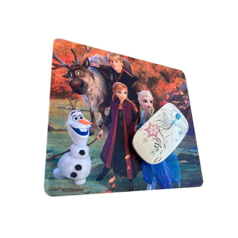 Kit Mouse Inalambrico USB 3B Y MousePad Frozen-0