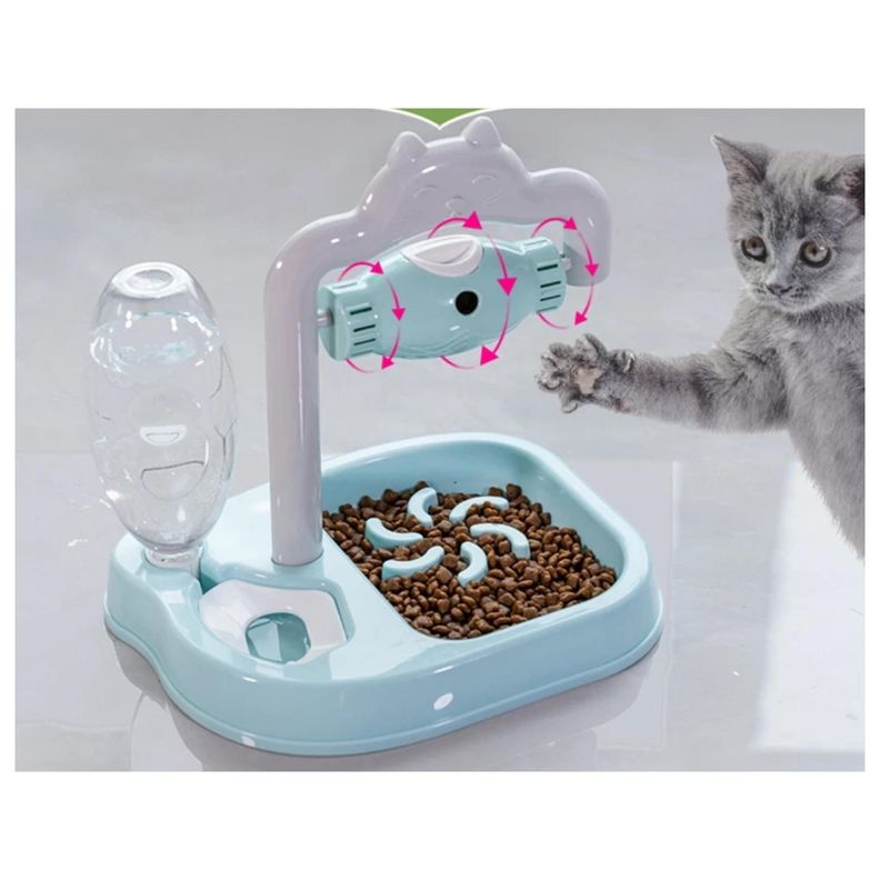 Plato Taza Para Alimentos Con Bebedero Para Mascotas-3