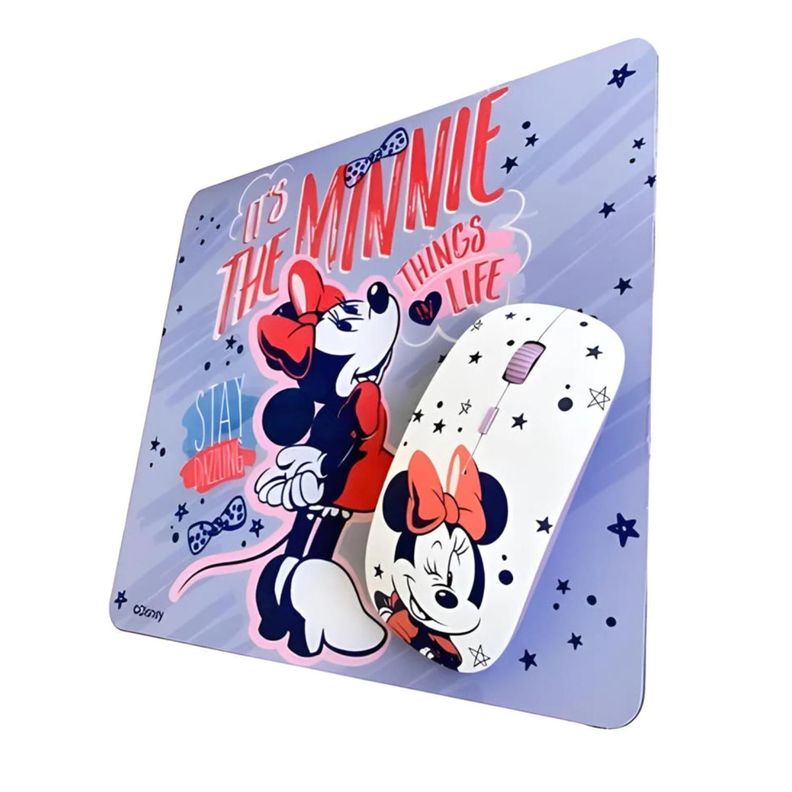 Kit Mouse Inalambrico USB 3B Y MousePad Minnie Mouse-0