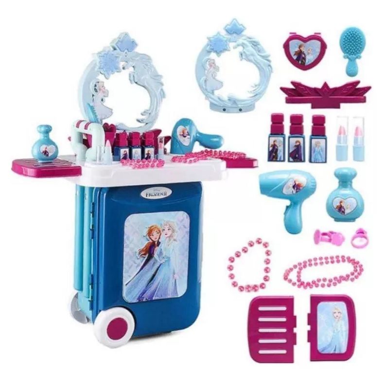 Juguete Set Maleta Tocador 14 Piezas 3 En 1 Morado Frozen II-2