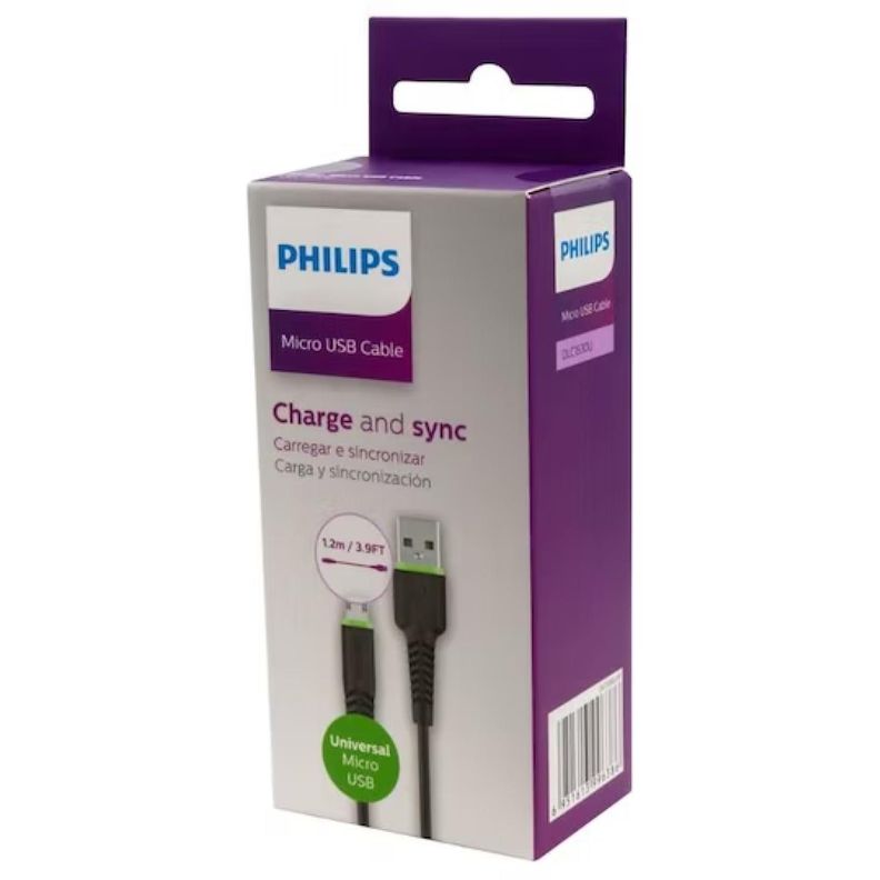 Cable USB A Micro USB 1.2Mts Negro DLC1530U Philips-0