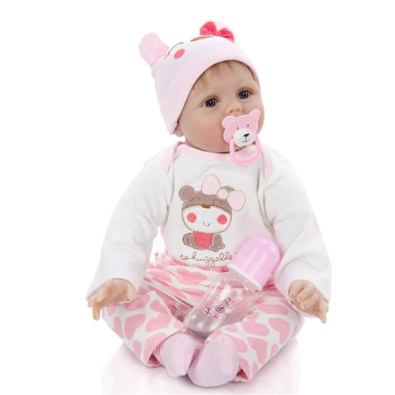 Juguete Muñeca Bebe Reborn 55cm Realista Rosado Infantil-0