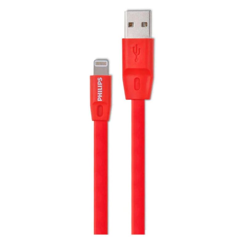 Cable USB A USB Tipo Lightning 1.2Mts Flat Rojo 508C Philips-1