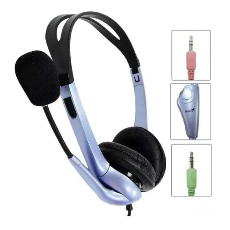 Audifono Headset  Microfono 2 Jack 3.5 PC HS-04S Gris Genius-1