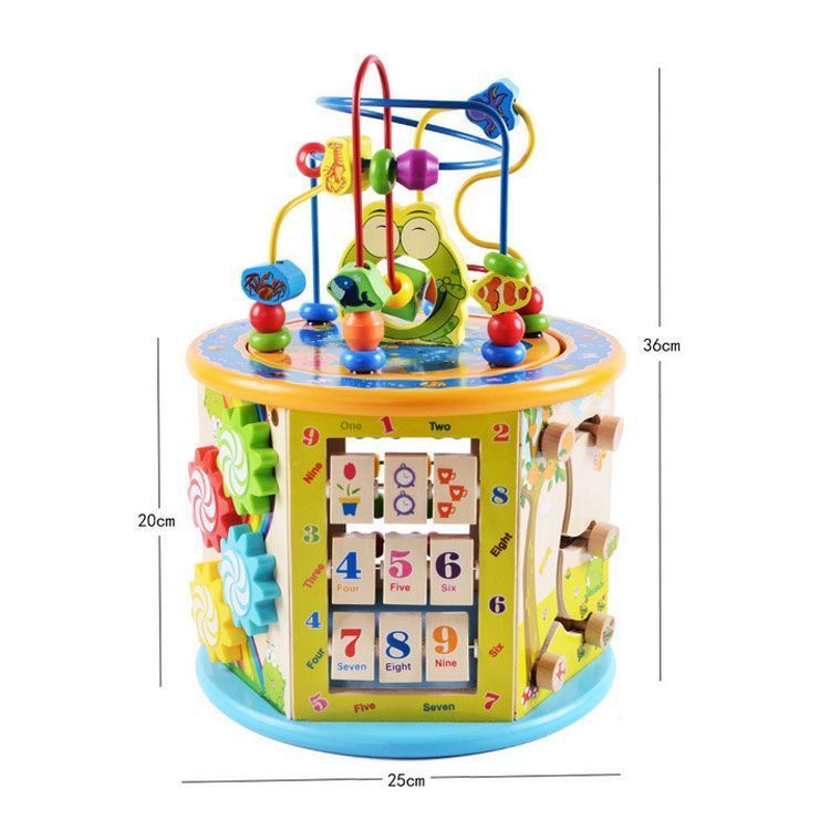  Cubo de actividad 8 en 1 de madera montessori W11B153-5