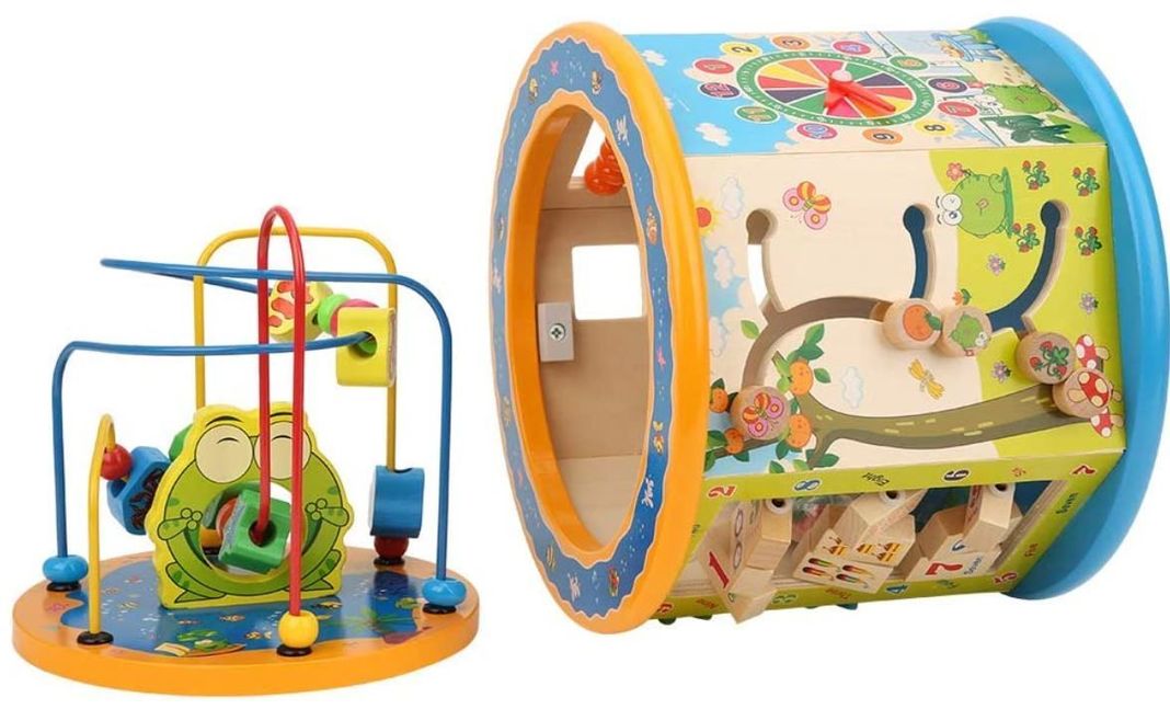  Cubo de actividad 8 en 1 de madera montessori W11B153-6