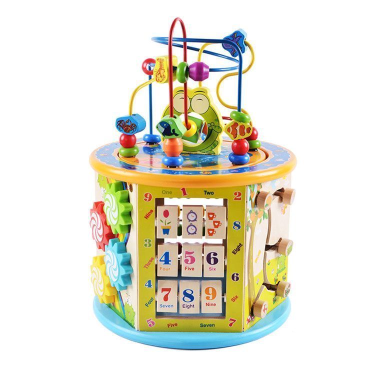  Cubo de actividad 8 en 1 de madera montessori W11B153-1