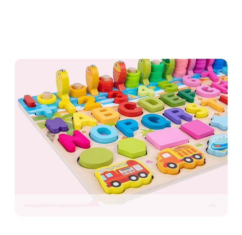Juego madera 7 en 1 montessori  pesca numeros formas W12D469-3