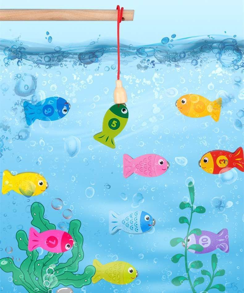 Juego madera 7 en 1 montessori  pesca numeros formas W12D469-6