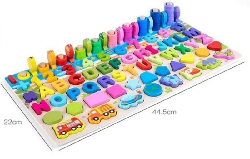 Juego madera 7 en 1 montessori  pesca numeros formas W12D469-7