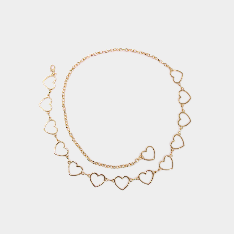 Cinturon de cadena dorado corazones mujer 0044DO 110 CM