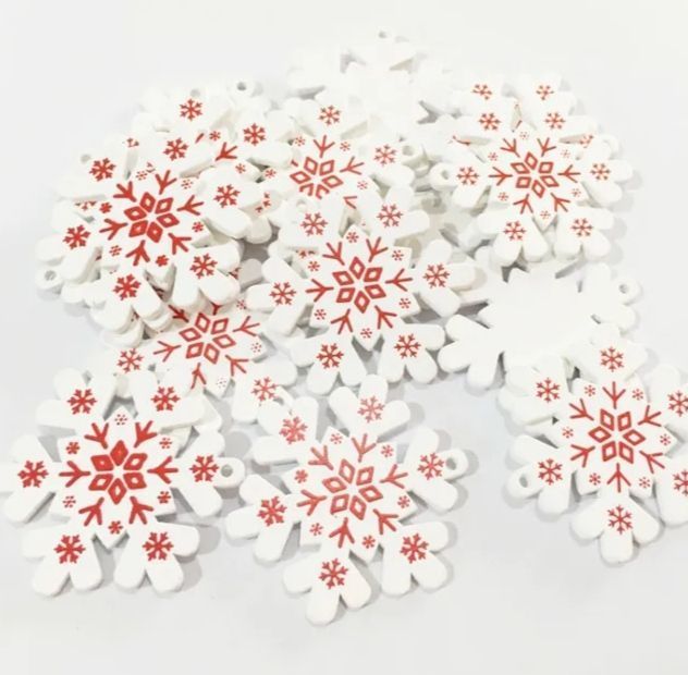 Copo de nieve madera 10 piezas colgantes 000071-0