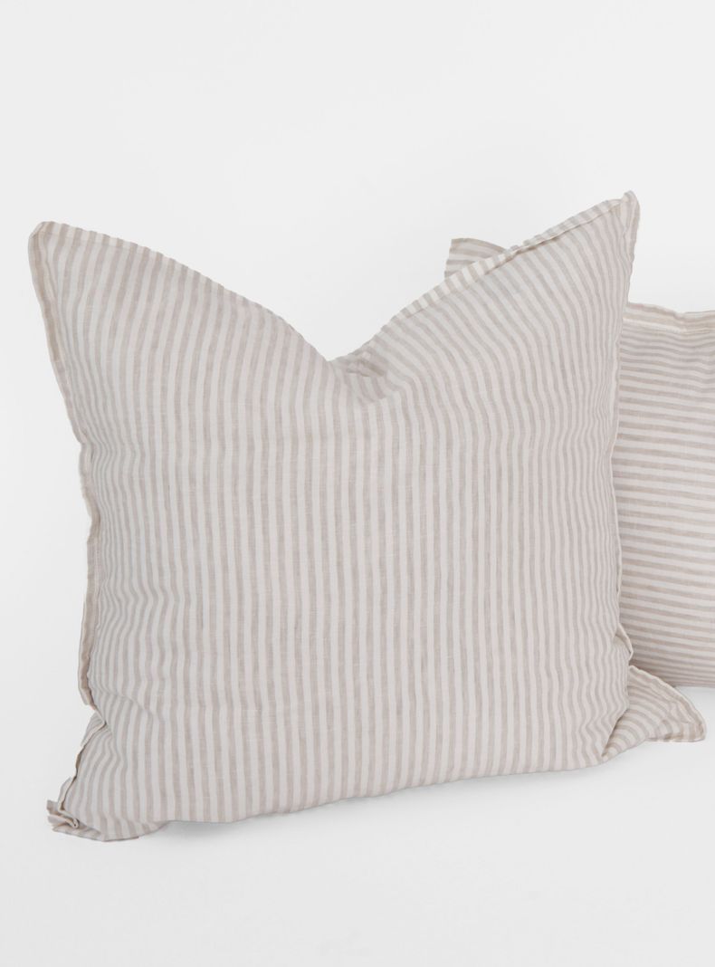 Cojín Naturalino Lino 55x55 San Pedro Líneas Beige-2