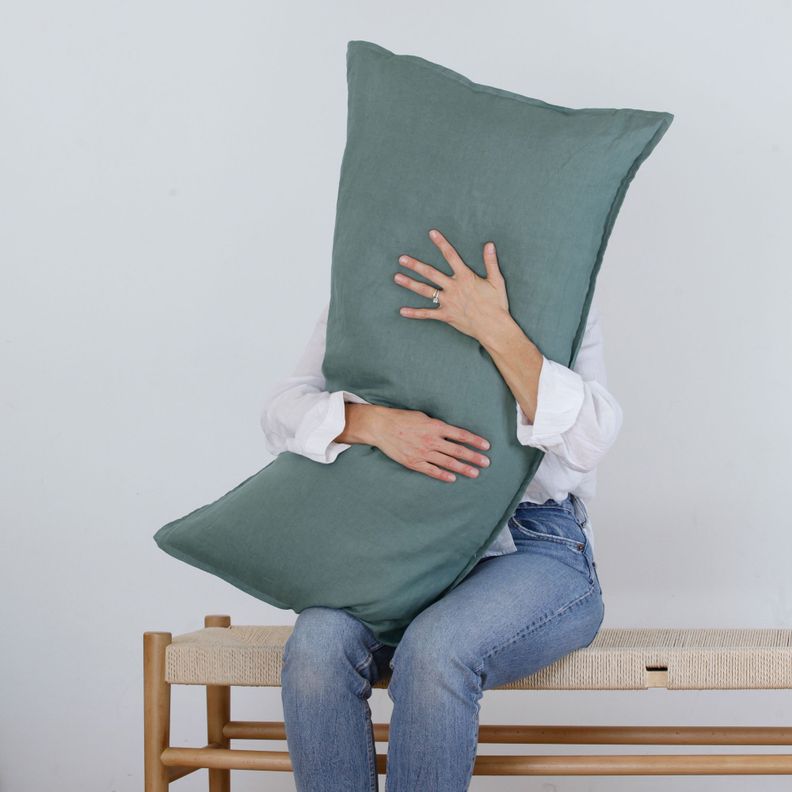 Funda de Almohada Lino 50x70 cm Aqua Verde