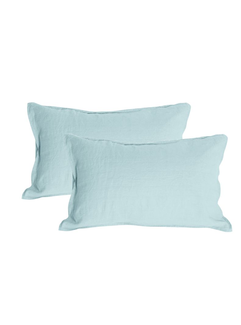 Set 2 Fundas de Almohada Lino - 50x70 cm - Celeste - Naturalino-0