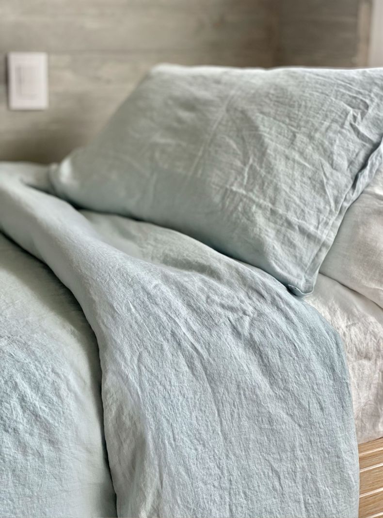Set 2 Fundas de Almohada Lino - 50x70 cm - Celeste - Naturalino-1