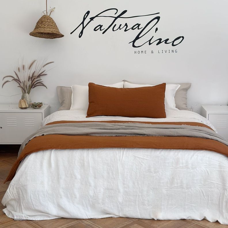 Funda de Plumon Lino Grueso King Blanco