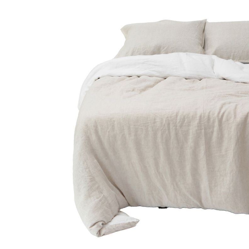Funda de Plumon Lino 1,5Pl Reversible Beige Blanco