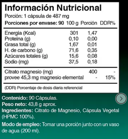 Citrato De Magnesio Puro Lf 270 Capsulas 400mg 3x90-1