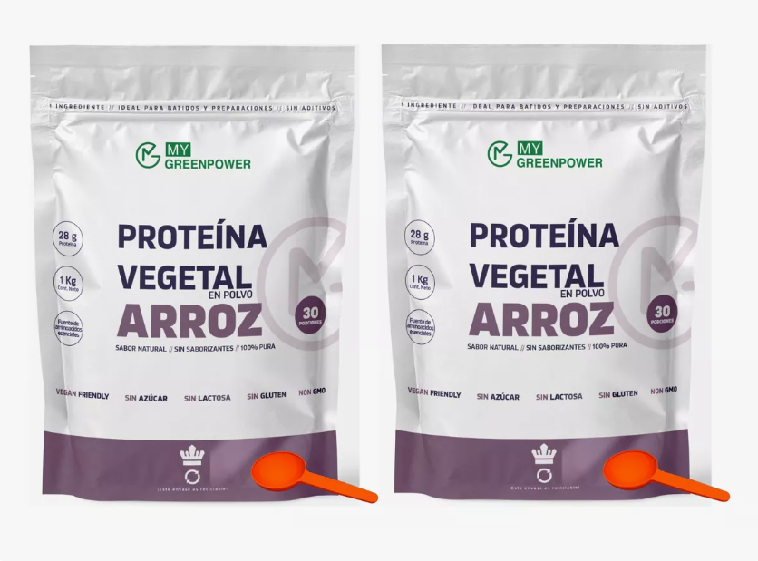 Pack Proteina Arroz Aislada Vegan 2 Kg My Green. Sin Azucar-0
